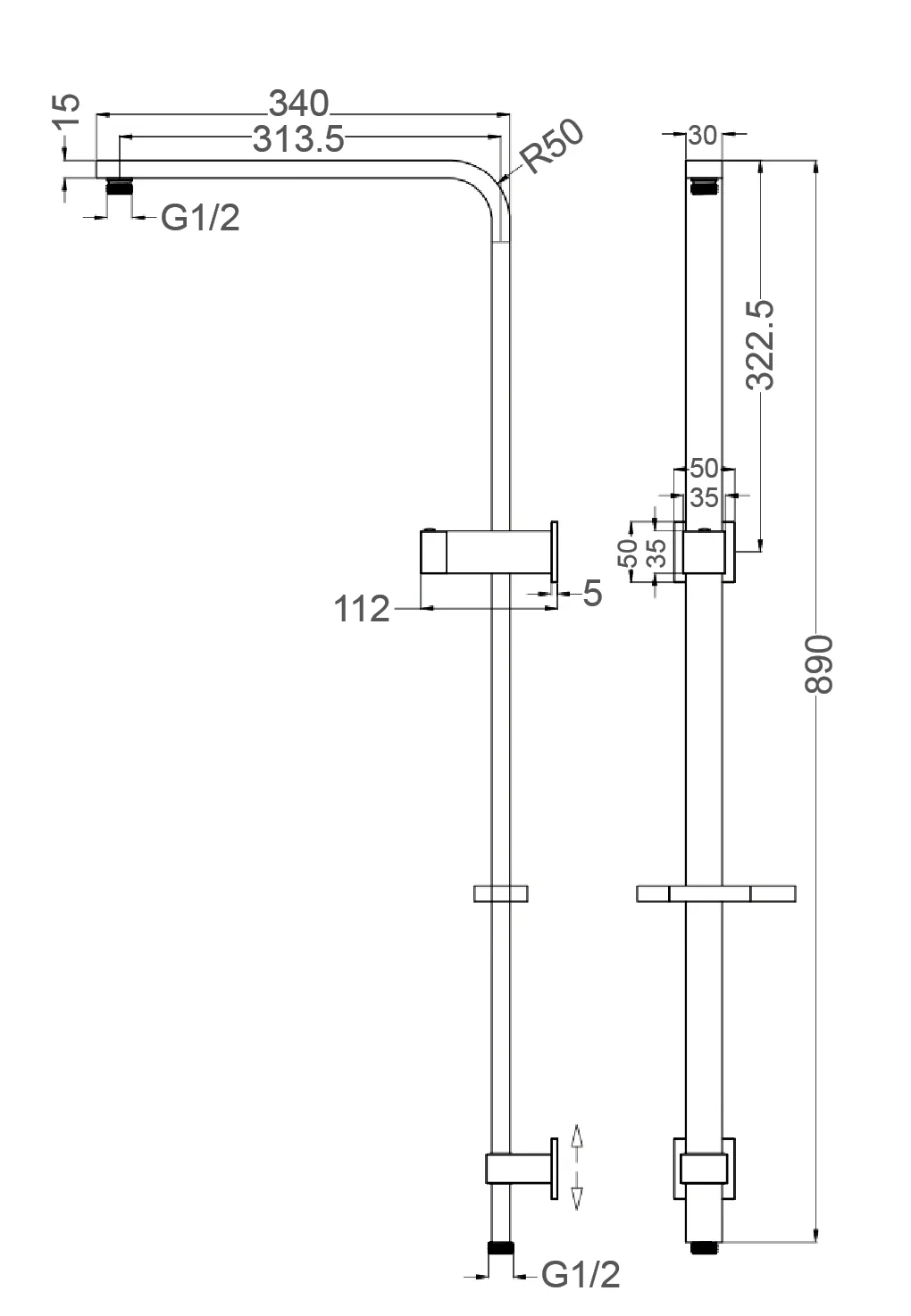 BACINO Multifunction Shower Rail Chrome - Image 2