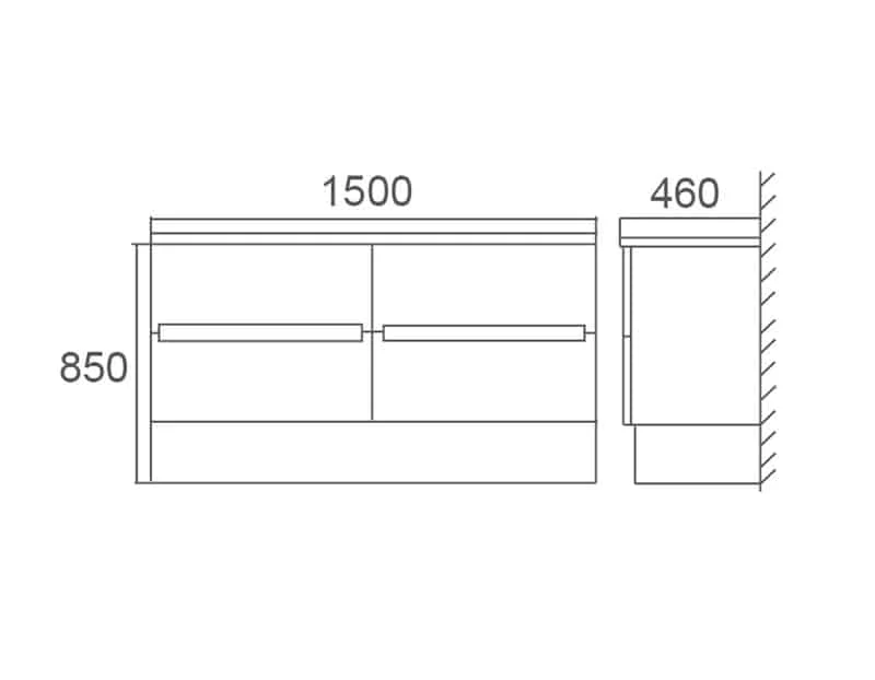 BELLA 1500mm Vanity Wall Hung Vanity - Image 3
