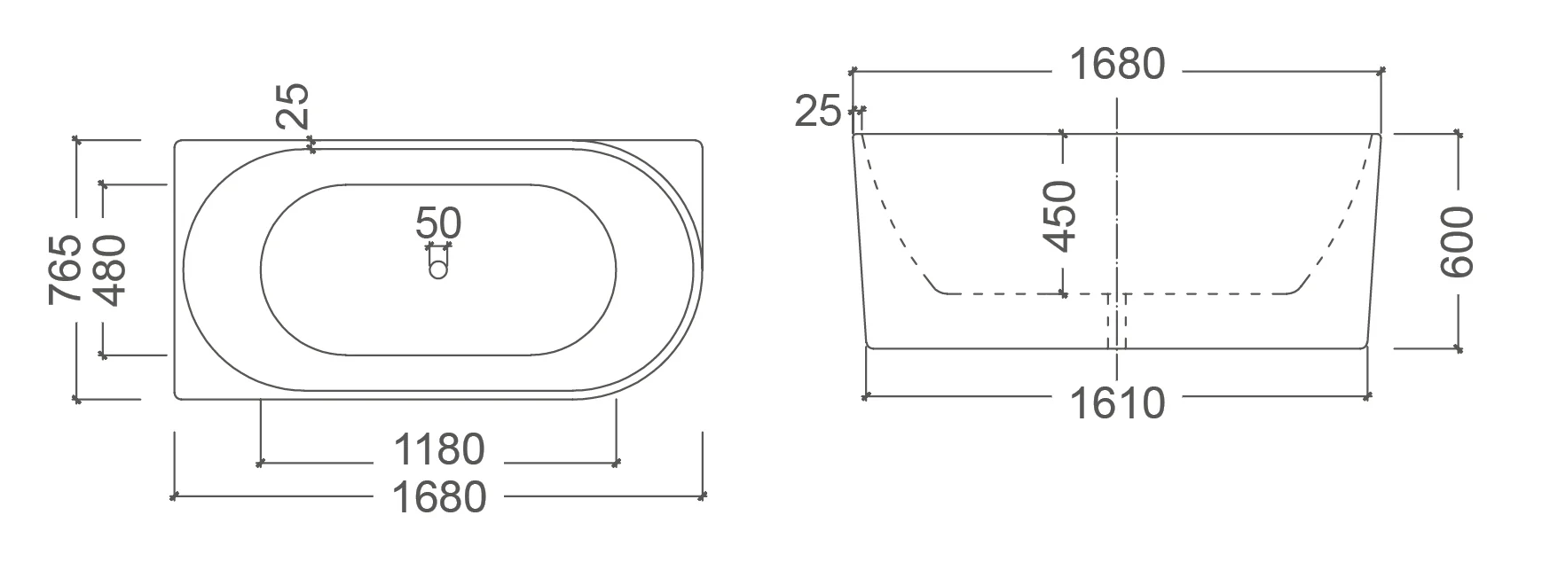 BONDI Left Hand Back to Wall Free Standing Bath - Image 4
