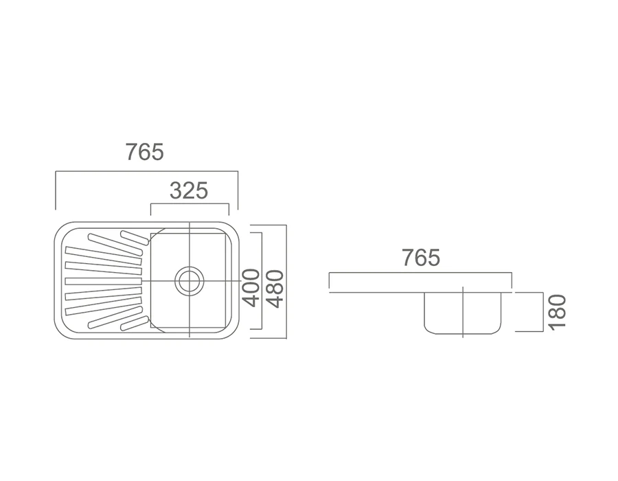 DANTE Single Bowl Sink with Tap Hole and Drainer - Image 2