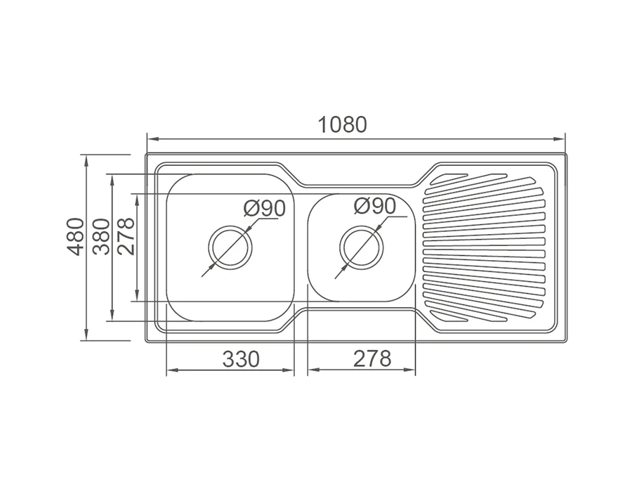 DANTE Square 1 & 1/2 Sink with Tap Hole - Image 2