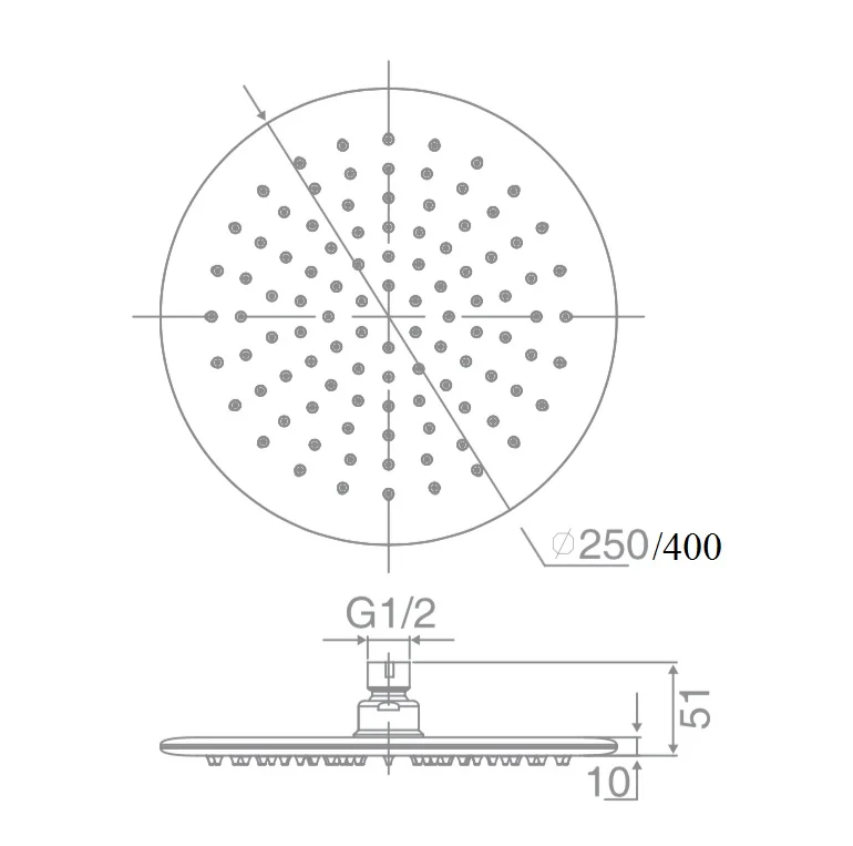 DOCCIA 250mm Round Shower Head Chrome - Image 3