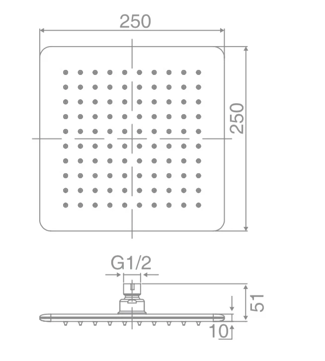 DOCCIA 250mm Square Shower Head Chrome - Image 3