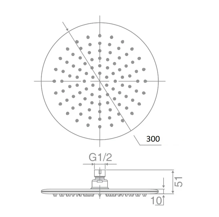 DOCCIA 300mm Round Shower Head Chrome - Image 3