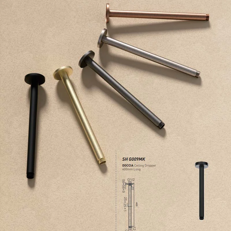DOCCIA Ceiling Dropper 400mm Long Brushed Brass - Image 2