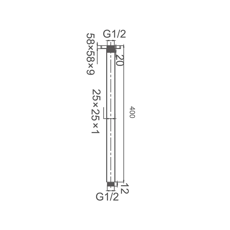 DOCCIA Ceiling Dropper 400mm Long Matte Black - Image 3