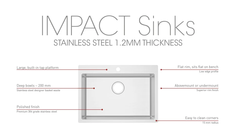 IMPACT 49L Sink with Tap Hole - Image 3