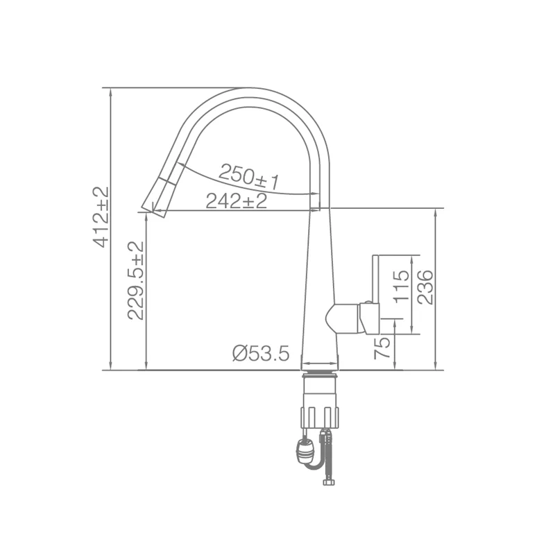 JESS Pull Out Sink Mixer Brushed Nickel - Image 2