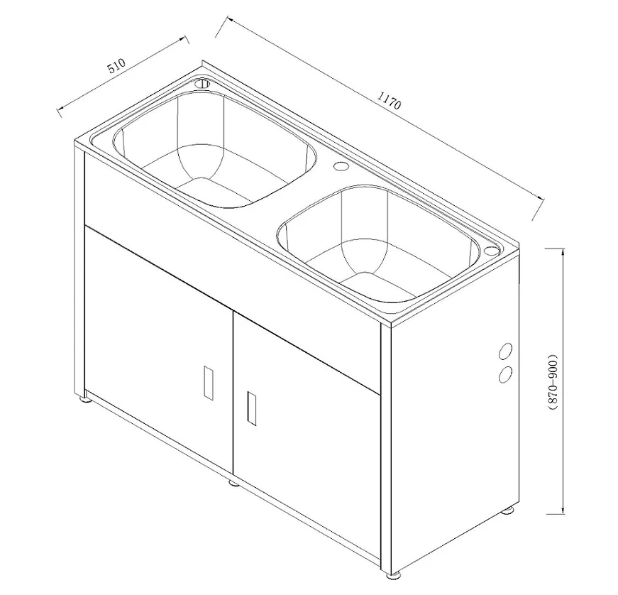 LAVASSA Double Bowl Laundry Trough and Cabinet - Image 3