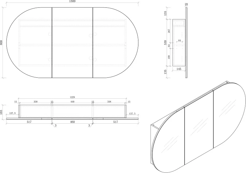 MILAN 1500mm Vanity Wall Hung - Image 7
