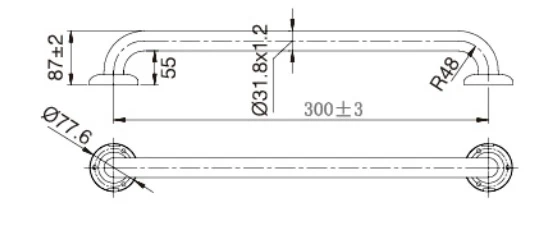 MOBI CARE 300mm Grab Rail Matte Black - Image 2