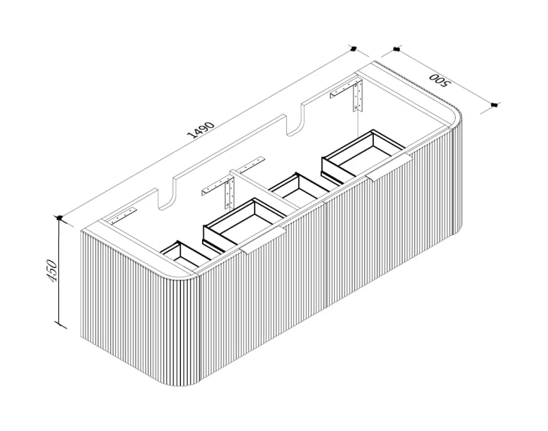 PIAZA 1500mm Wall Hung Vanity - Image 3