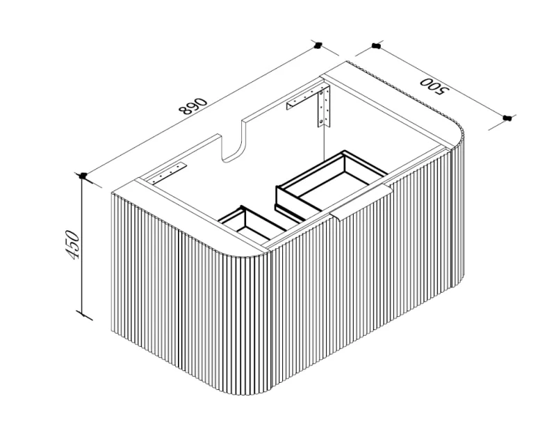 PIAZA 900mm Wall Hung Vanity - Image 3
