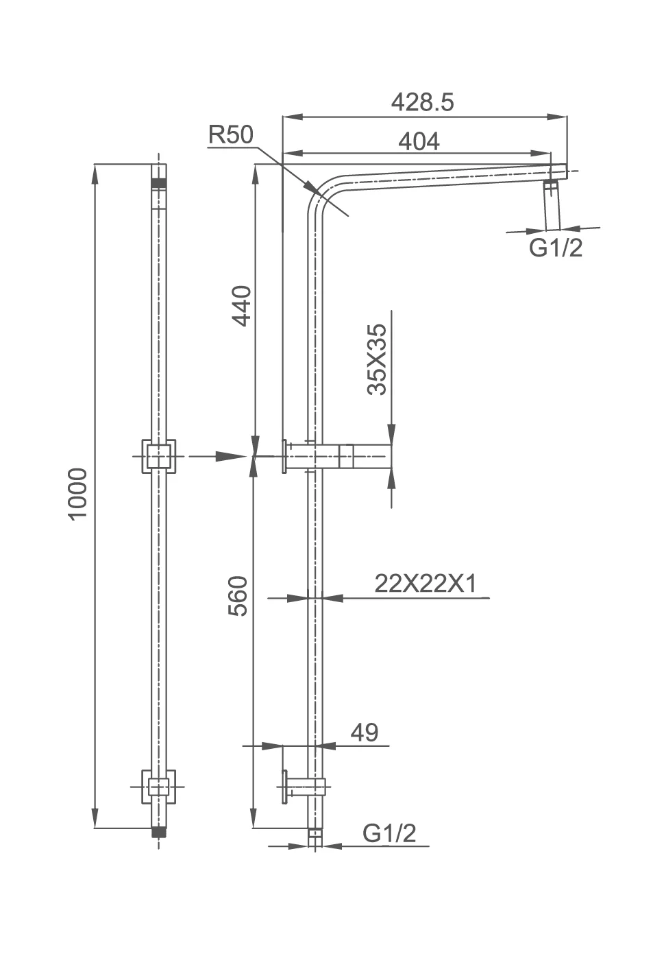 QUBI BLACK Multifunction Shower Rail Matte Black - Image 2