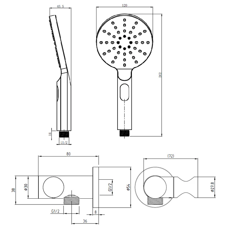 RAINJET Round Shower Head on Bracket Chrome - Image 2