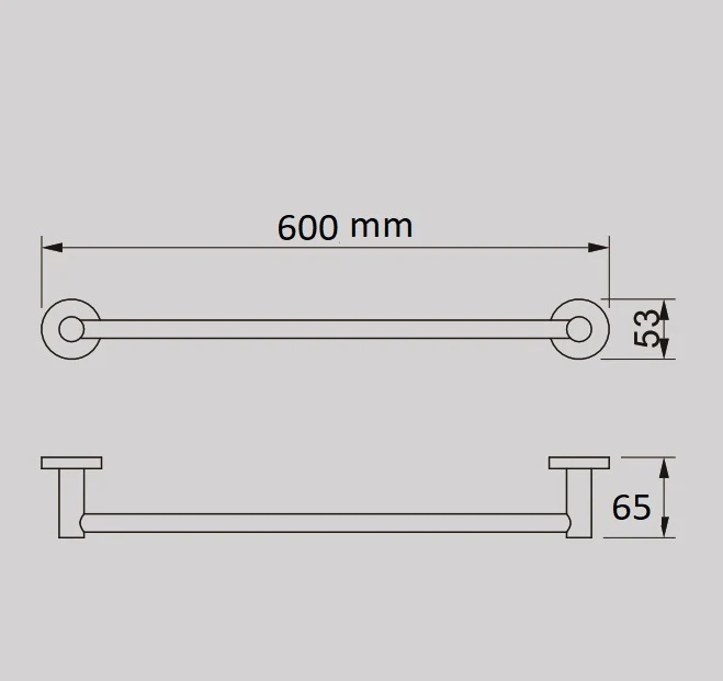TIARA 600mm Single Towel Rail Gun Metal - Image 3
