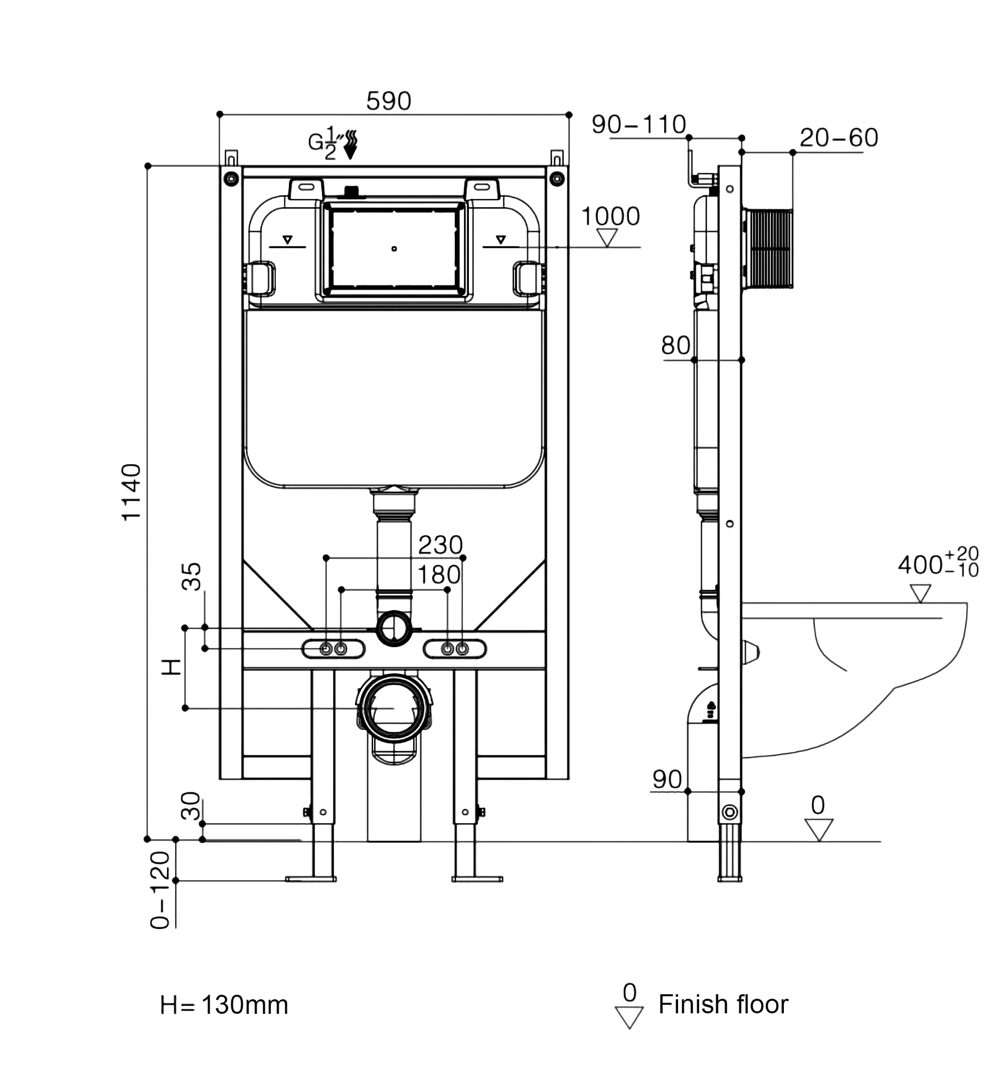 TOILET CHLOE (WITH R&T CISTERN & BUTTON) - Image 4